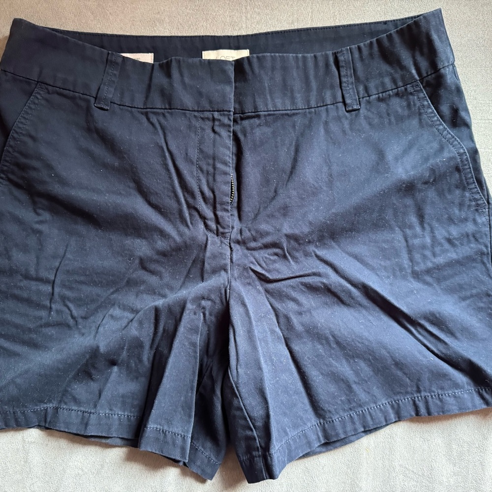 LOFT Navy Blue Shorts Casual Cotton Blend